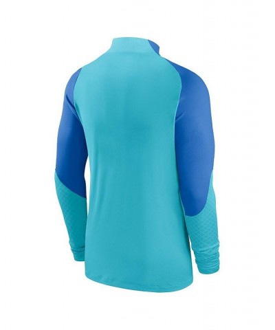 Men's Blue Barcelona Strike Drill Performance Raglan Quarter-Zip Long Sleeve Top $36.00 Tops