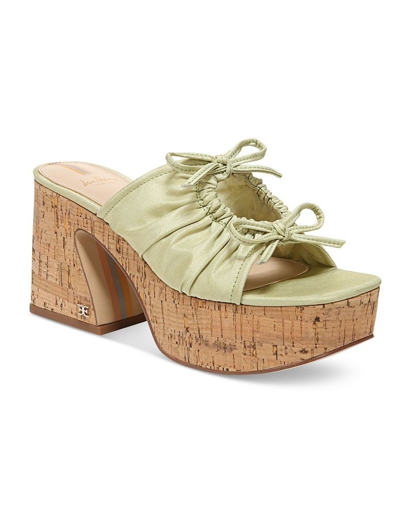 Dova Cork Platform Sandals Green $70.40 Shoes