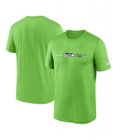Men's Neon Green Seattle Seahawks Horizontal Lockup Legend T-shirt $20.79 T-Shirts