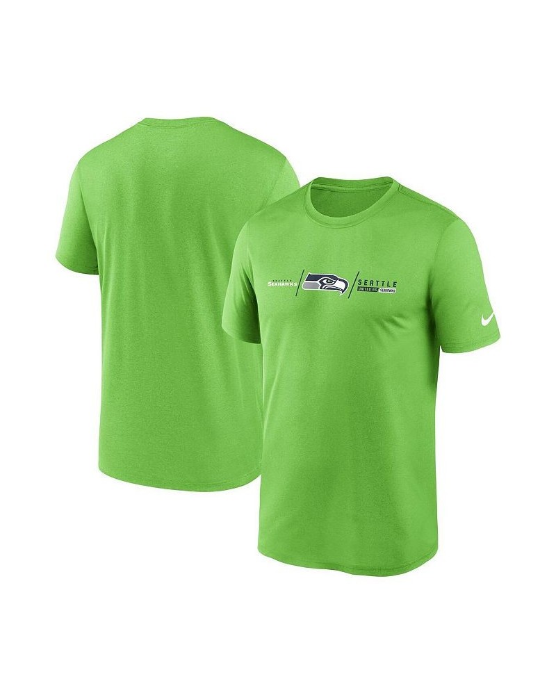 Men's Neon Green Seattle Seahawks Horizontal Lockup Legend T-shirt $20.79 T-Shirts