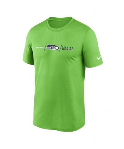 Men's Neon Green Seattle Seahawks Horizontal Lockup Legend T-shirt $20.79 T-Shirts