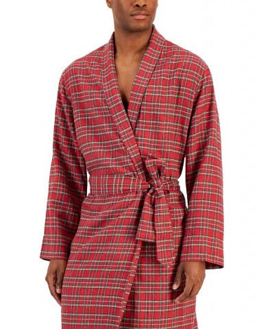 Men's Plaid Plush Flannel Robe Red $19.34 Pajama