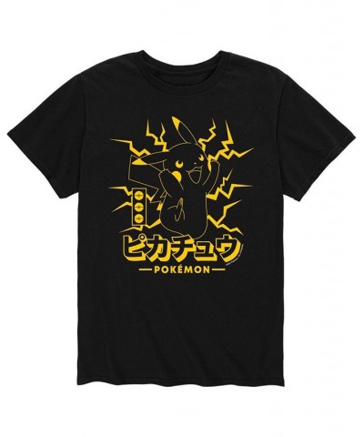 Men's Pokemon Pikachu Lightening T-shirt Black $17.84 T-Shirts