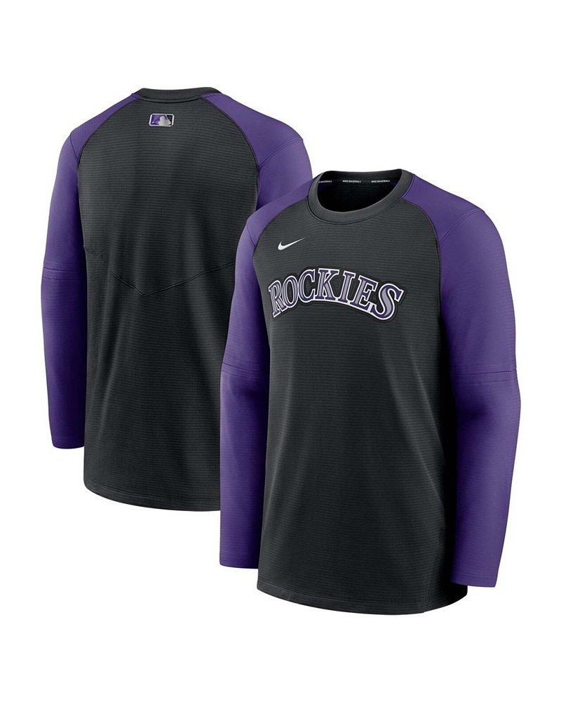 Men's Black, Purple Colorado Rockies Authentic Collection Pregame Performance Pullover Sweatshirt $48.59 Sweatshirt