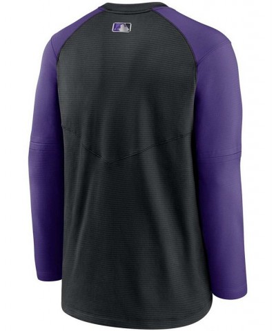 Men's Black, Purple Colorado Rockies Authentic Collection Pregame Performance Pullover Sweatshirt $48.59 Sweatshirt