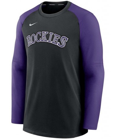 Men's Black, Purple Colorado Rockies Authentic Collection Pregame Performance Pullover Sweatshirt $48.59 Sweatshirt