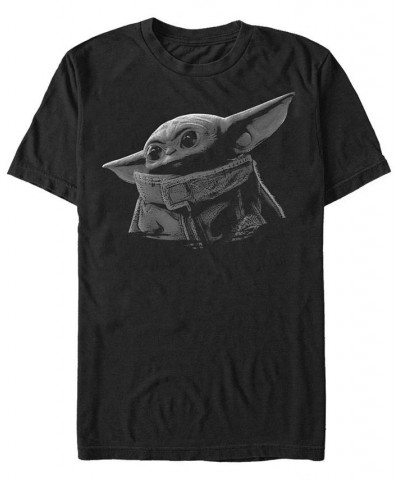 Men's Star Wars The Mandalorian The Child Grayscale Portrait Short Sleeve T-Shirt Black $20.29 T-Shirts