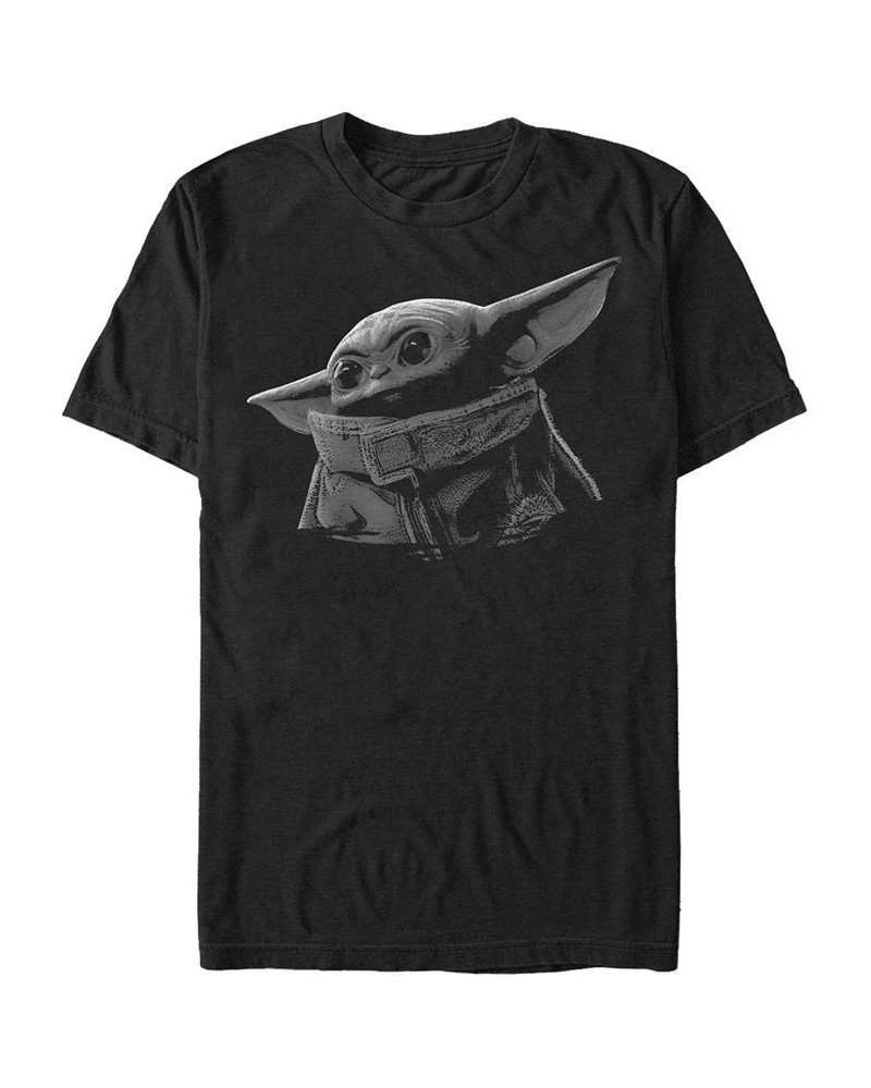 Men's Star Wars The Mandalorian The Child Grayscale Portrait Short Sleeve T-Shirt Black $20.29 T-Shirts