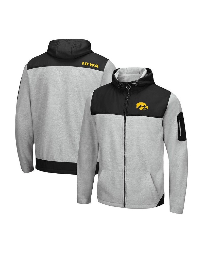 Men's Heathered Gray, Black Iowa Hawkeyes Schwartz Full-Zip Hoodie $32.80 Sweatshirt