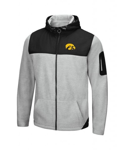 Men's Heathered Gray, Black Iowa Hawkeyes Schwartz Full-Zip Hoodie $32.80 Sweatshirt