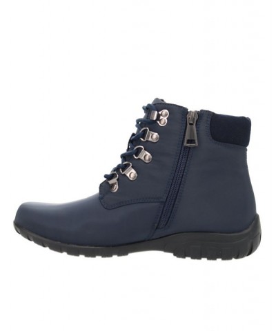 Women's Dani Ankle Lace Water Repellent Boots Blue $54.97 Shoes