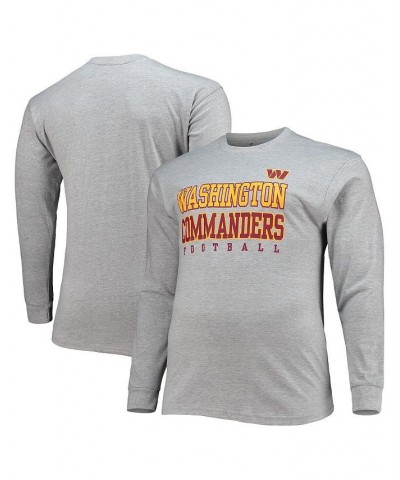 Men's Branded Heathered Gray Washington Commanders Big and Tall Practice Long Sleeve T-shirt $22.50 T-Shirts