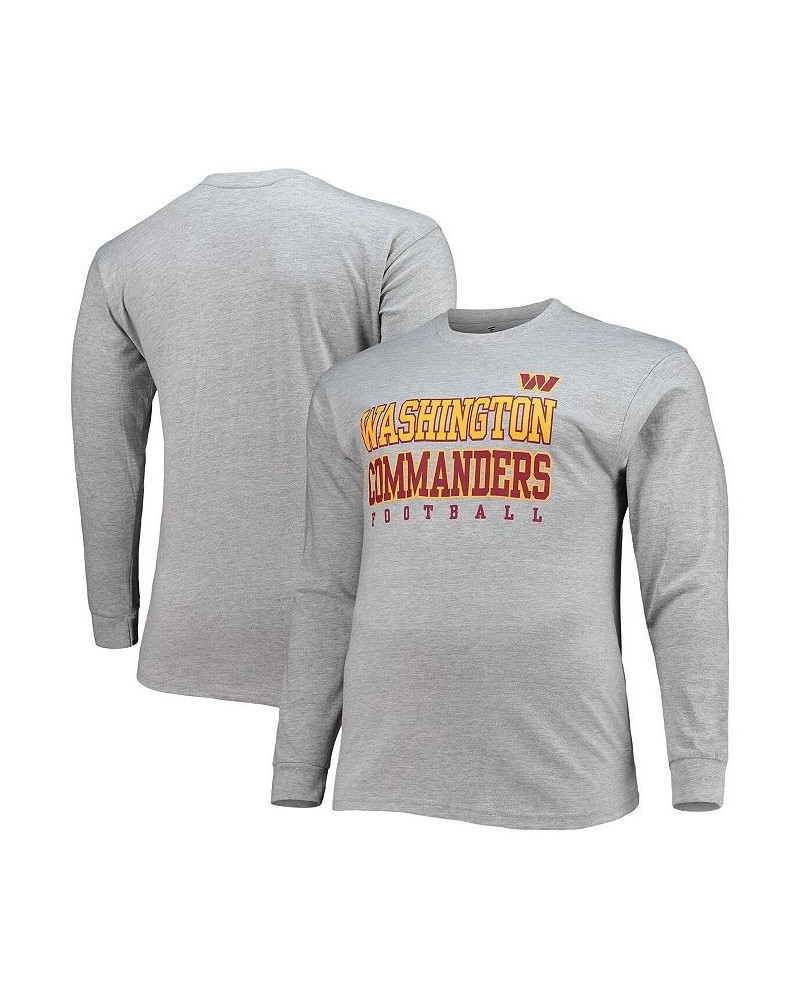 Men's Branded Heathered Gray Washington Commanders Big and Tall Practice Long Sleeve T-shirt $22.50 T-Shirts