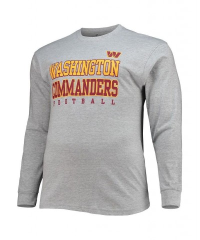 Men's Branded Heathered Gray Washington Commanders Big and Tall Practice Long Sleeve T-shirt $22.50 T-Shirts