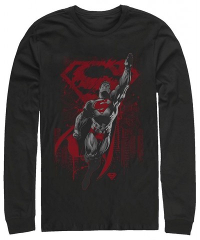Men's Superman Kryptons Living Legacy Long Sleeve Crew T-shirt Black $16.40 T-Shirts