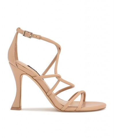 Women's Besasy Round Toe Strappy Dress Sandals Tan/Beige $38.85 Shoes