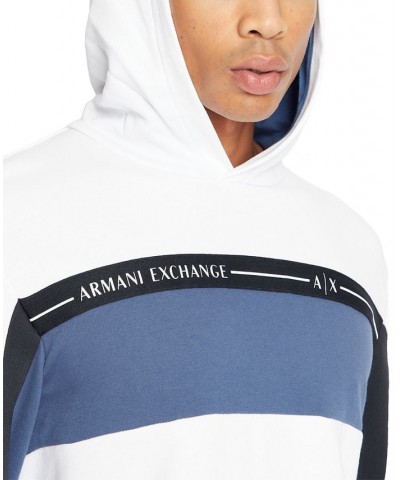 Men's Colorblocked Hoodie with Ribbon Detail Blue $35.00 Sweatshirt