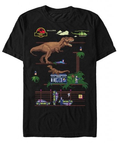 Jurassic Park Men's Digital Video Game Scene Short Sleeve T-Shirt Black $14.70 T-Shirts