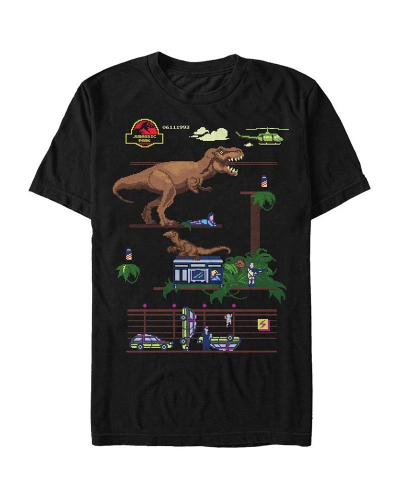 Jurassic Park Men's Digital Video Game Scene Short Sleeve T-Shirt Black $14.70 T-Shirts