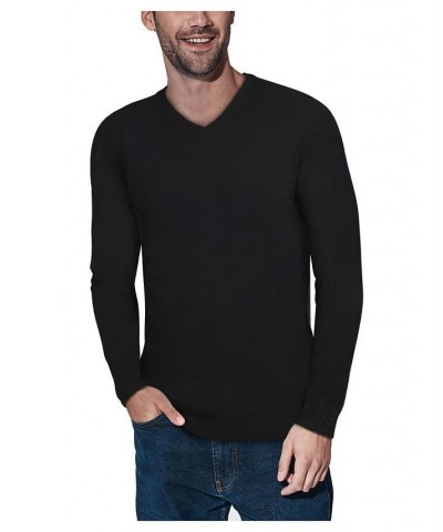 Men's Basic V-Neck Pullover Midweight Sweater Black $21.15 Sweaters