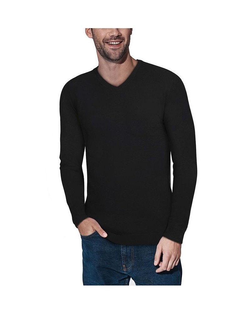 Men's Basic V-Neck Pullover Midweight Sweater Black $21.15 Sweaters