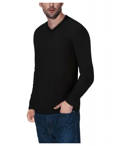 Men's Basic V-Neck Pullover Midweight Sweater Black $21.15 Sweaters