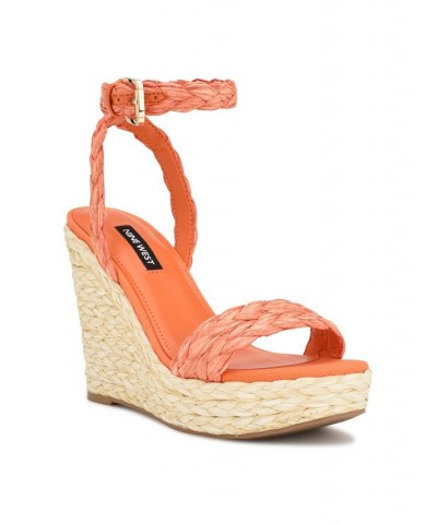 Women's Henri Round Toe Woven Wedge Sandals PD05 $33.79 Shoes