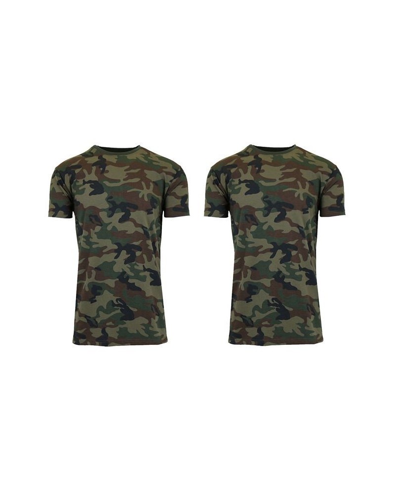 Men's Short Sleeve Crew Neck Camo Printed Tee, Pack of 2 Multi $22.88 T-Shirts