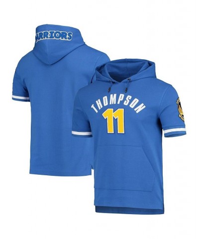 Men's Klay Thompson Royal Golden State Warriors Name and Number Short Sleeve Pullover Hoodie $39.60 Sweatshirt