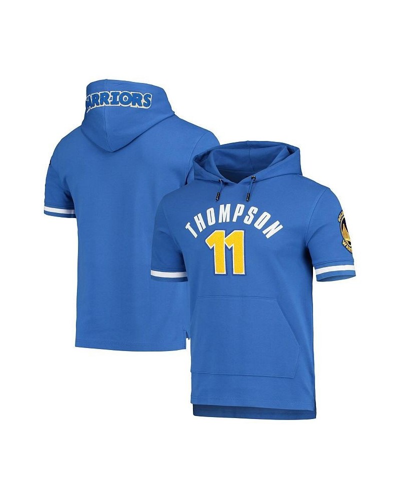 Men's Klay Thompson Royal Golden State Warriors Name and Number Short Sleeve Pullover Hoodie $39.60 Sweatshirt