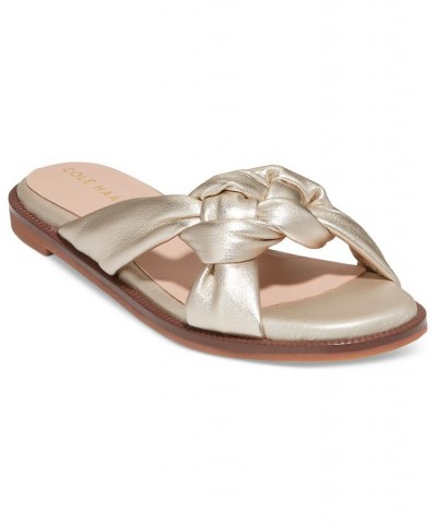Women's Anica Lux Braided Slide Flat Sandals Gold $72.00 Shoes