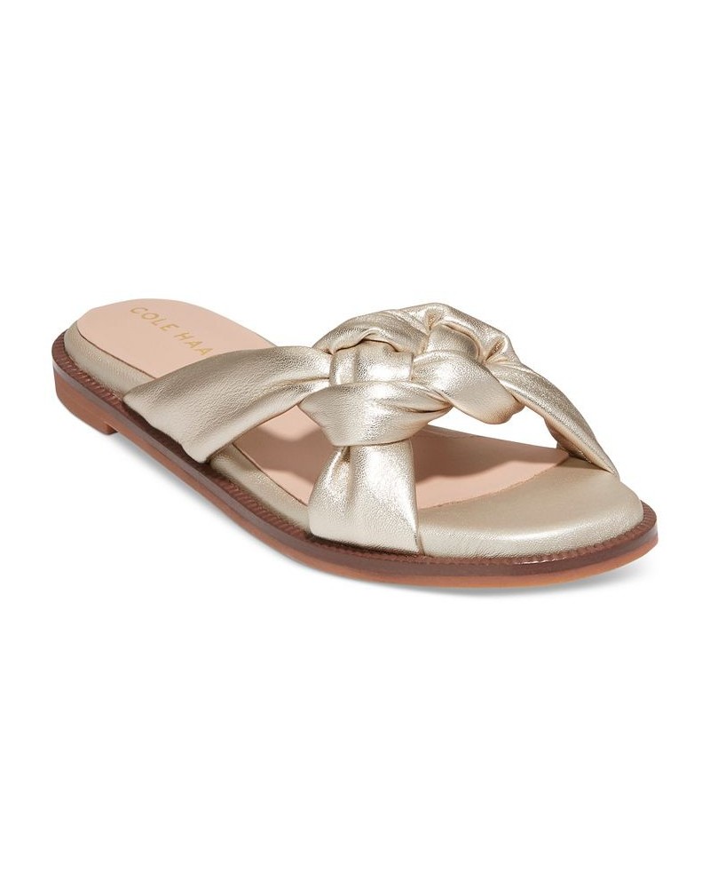 Women's Anica Lux Braided Slide Flat Sandals Gold $72.00 Shoes