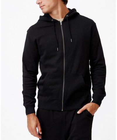 Men's Essential Zip Through Fleece Sweatshirt Black $25.19 Sweatshirt