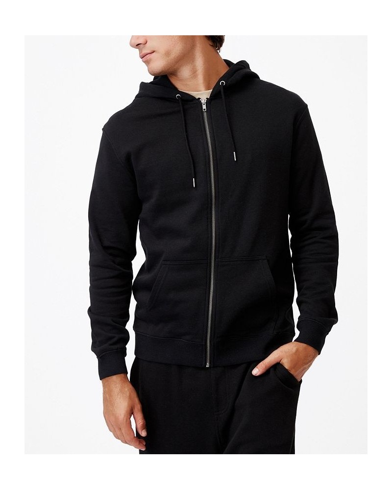 Men's Essential Zip Through Fleece Sweatshirt Black $25.19 Sweatshirt