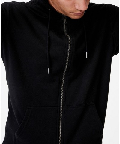 Men's Essential Zip Through Fleece Sweatshirt Black $25.19 Sweatshirt