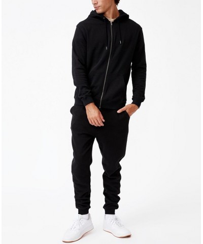 Men's Essential Zip Through Fleece Sweatshirt Black $25.19 Sweatshirt