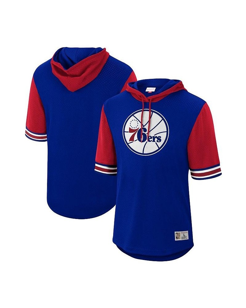 Men's Royal Philadelphia 76ers Hardwood Classics Buzzer Beater Mesh Pullover Hoodie $53.90 Sweatshirt