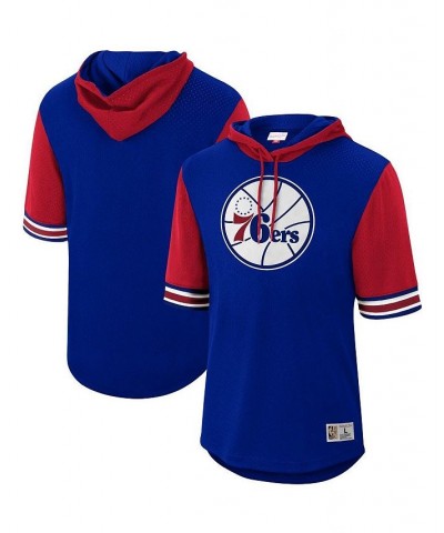 Men's Royal Philadelphia 76ers Hardwood Classics Buzzer Beater Mesh Pullover Hoodie $53.90 Sweatshirt