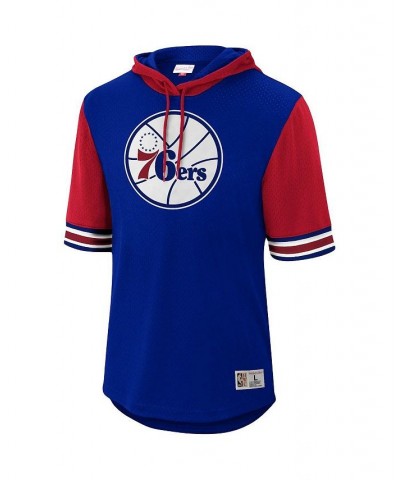 Men's Royal Philadelphia 76ers Hardwood Classics Buzzer Beater Mesh Pullover Hoodie $53.90 Sweatshirt