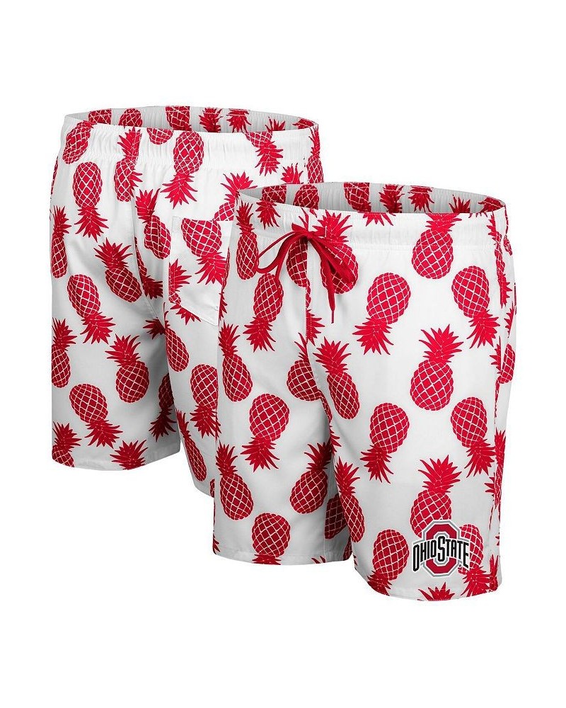 Men's White, Scarlet Ohio State Buckeyes Pineapple Swim Shorts $33.60 Swimsuits