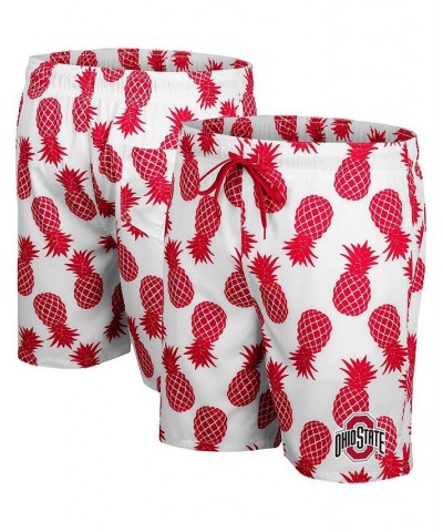 Men's White, Scarlet Ohio State Buckeyes Pineapple Swim Shorts $33.60 Swimsuits