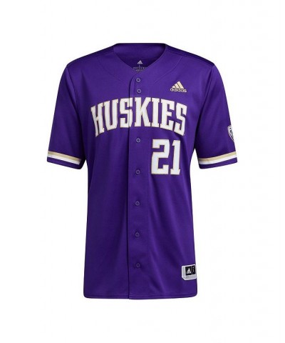 Men's 21 Purple Washington Huskies Button-Up Baseball Jersey $46.79 Jersey