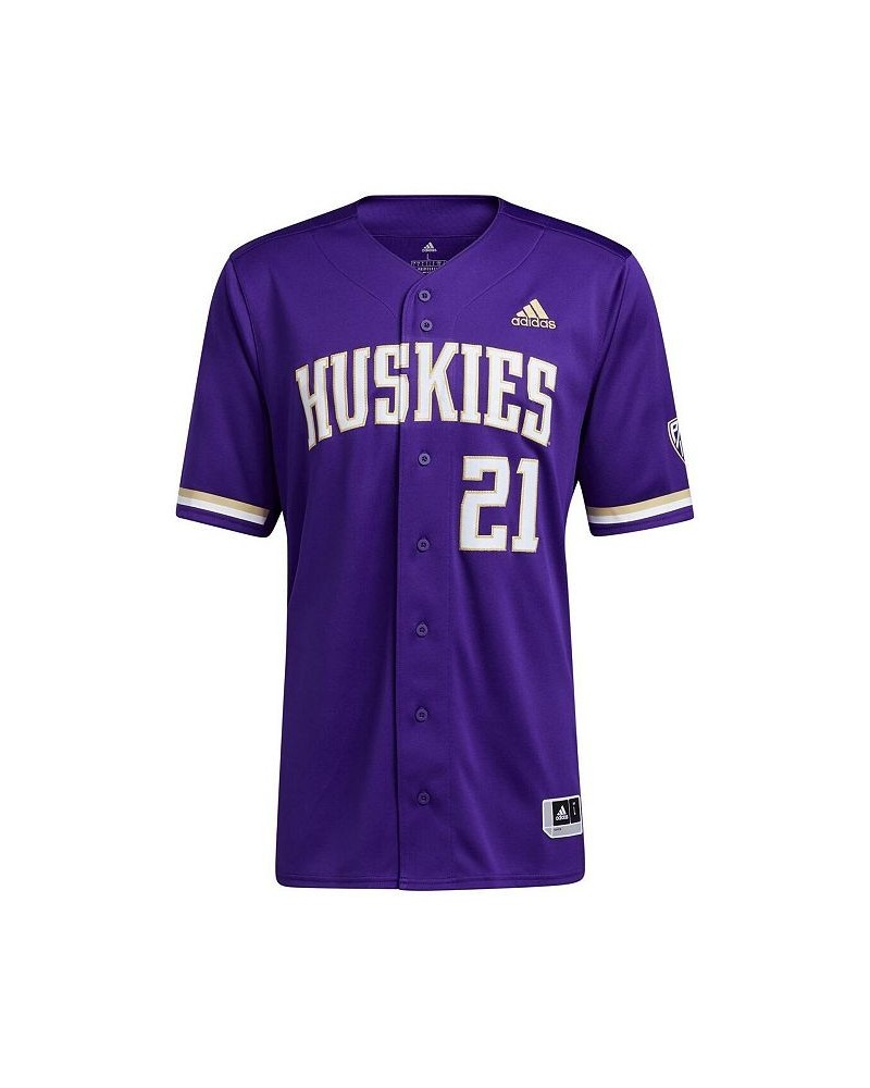 Men's 21 Purple Washington Huskies Button-Up Baseball Jersey $46.79 Jersey