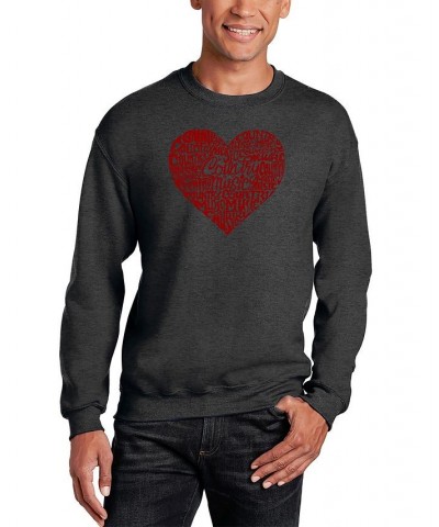 Men's Country Music Heart Word Art Crewneck Sweatshirt Gray $25.99 Sweatshirt
