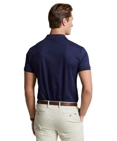 Men's Custom Slim Fit Cotton Polo Blue $38.40 Polo Shirts