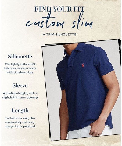 Men's Custom Slim Fit Cotton Polo Blue $38.40 Polo Shirts