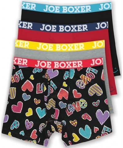 Men's Love Hearts Stretch Boxer Briefs, Pack of 4 $20.16 Underwear