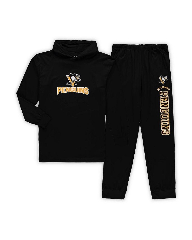 Men's Black Pittsburg Penguins Big and Tall Pullover Hoodie and Joggers Sleep Set $52.24 Pajama