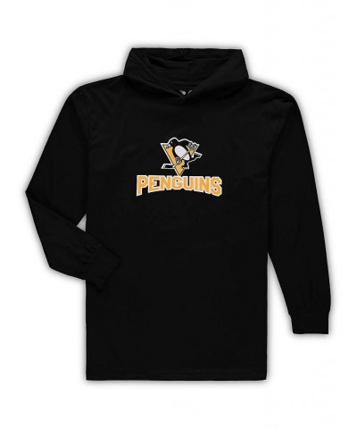 Men's Black Pittsburg Penguins Big and Tall Pullover Hoodie and Joggers Sleep Set $52.24 Pajama