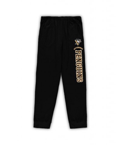 Men's Black Pittsburg Penguins Big and Tall Pullover Hoodie and Joggers Sleep Set $52.24 Pajama